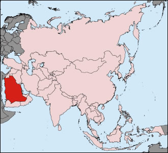 Situer Arabie saoudite sur carte du monde