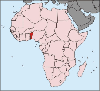 Situer Bénin sur carte du monde